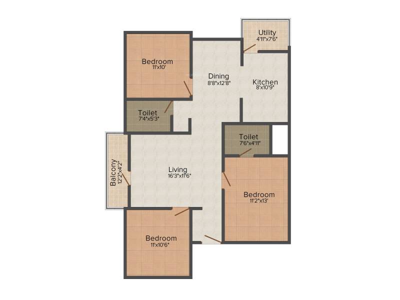 Soundarya Kamakshi (3BHK+3T (1,315 sq ft) 1315 sq ft)