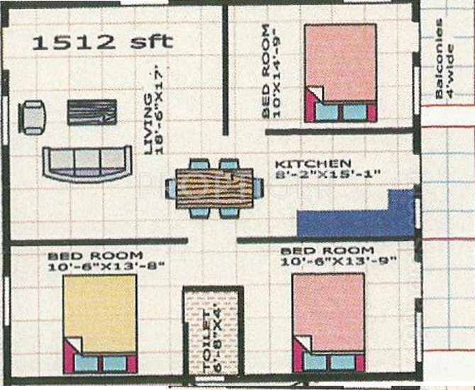 Sri Krishna Builders And Developers Ventures (3BHK+1T (1,512 sq ft) 1512 sq ft)