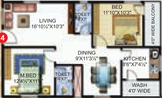 Sri Krishna Builders And Developers Excel Stone (2BHK+2T (1,108 sq ft) 1108 sq ft)