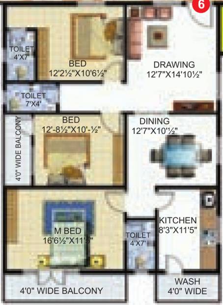 Sri Krishna Builders And Developers Excel Stone (3BHK+3T (1,617 sq ft) 1617 sq ft)