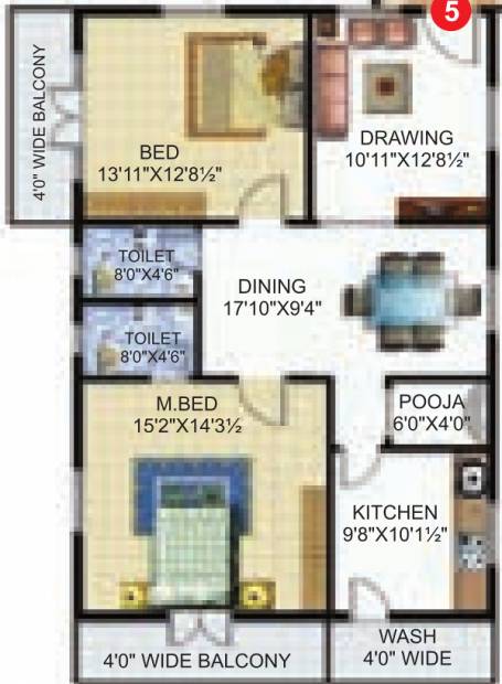 Sri Krishna Builders And Developers Excel Stone (2BHK+2T (1,476 sq ft) 1476 sq ft)