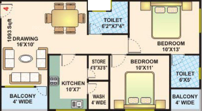 Sterling Skyline (2BHK+2T (1,093 sq ft) 1093 sq ft)