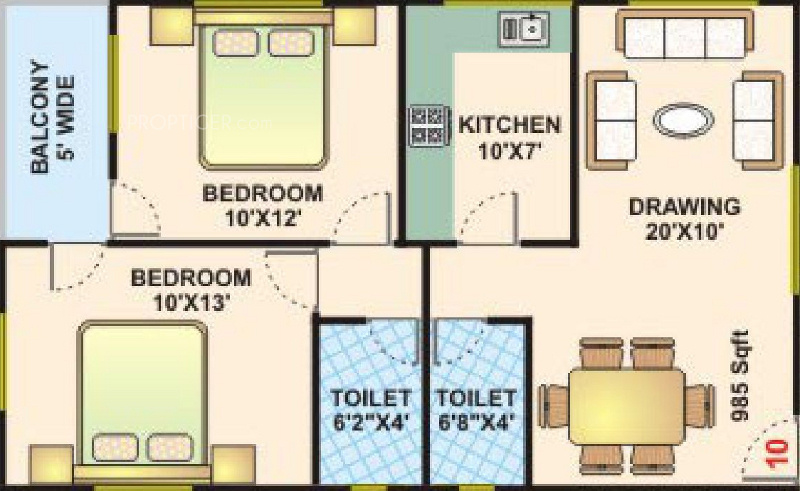 Sterling Skyline (2BHK+2T (985 sq ft) 985 sq ft)