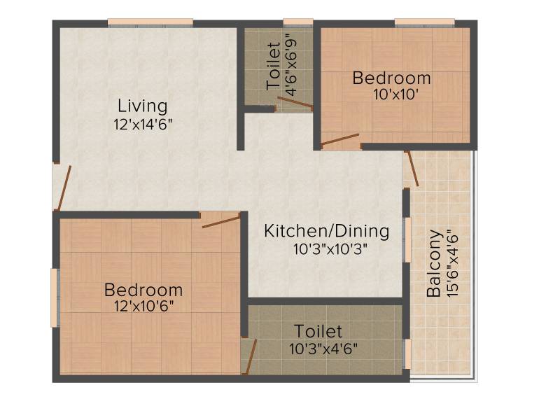Kumari Sri Nilayam (2BHK+2T (936 sq ft) 936 sq ft)