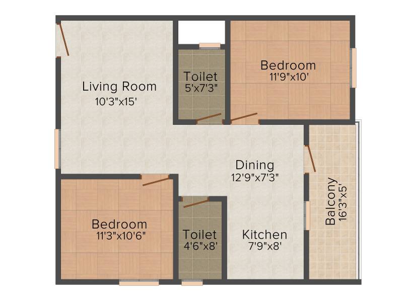 Kumari Sri Nilayam (2BHK+2T (950 sq ft) 950 sq ft)