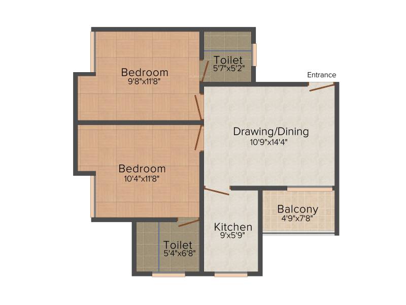 Cheloor Krishna Prasadam (2BHK+2T (890 sq ft) 890 sq ft)