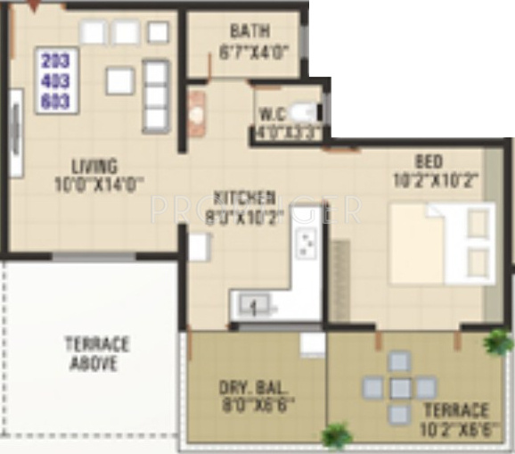 Swaraaj Pride (1BHK+1T (654 sq ft) 654 sq ft)