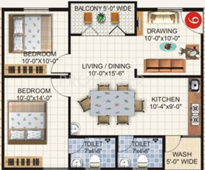Samiksha Ranganath Arcade (2BHK+2T (976 sq ft) 976 sq ft)