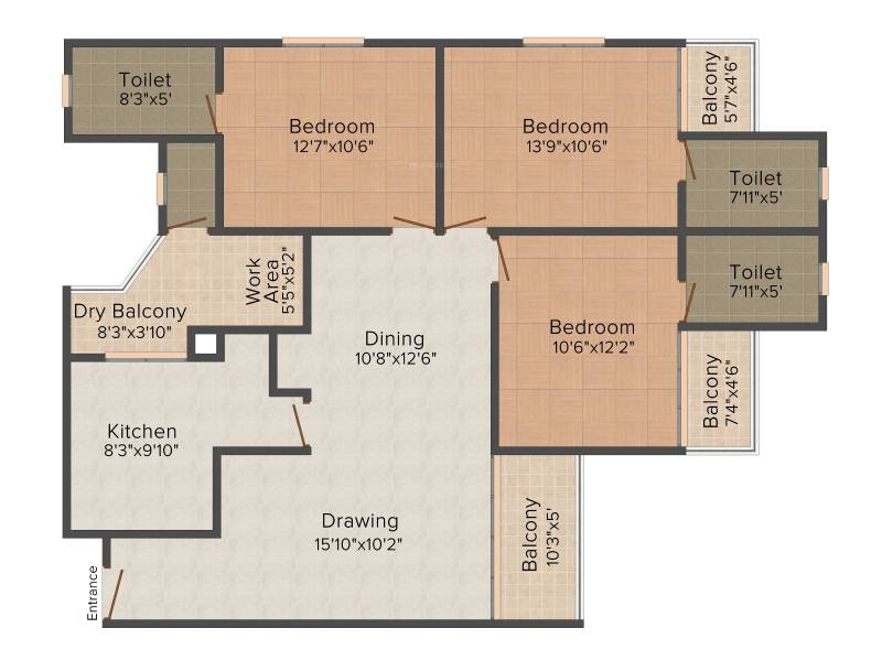 Cheloor Krishna Palace (3BHK+3T (1,629 sq ft) 1629 sq ft)