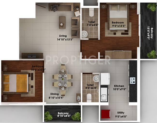 Bhandary Vijaya Enclave (2BHK+2T (1,065 sq ft) 1065 sq ft)