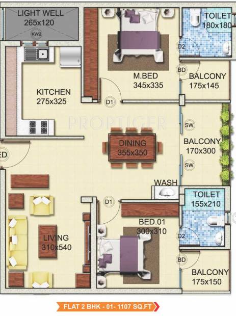 Anasvara Souparnika (2BHK+2T (1,107 sq ft) 1107 sq ft)