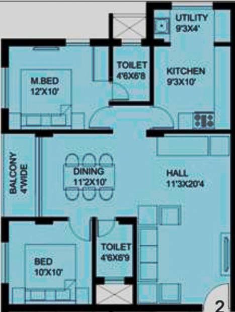 Mugrody Kinnigoli Enclave (2BHK+2T (1,070 sq ft) 1070 sq ft)