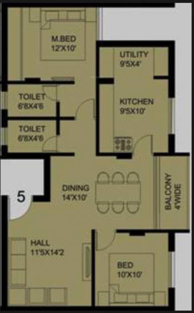 Mugrody Kinnigoli Enclave (2BHK+2T (1,095 sq ft) 1095 sq ft)