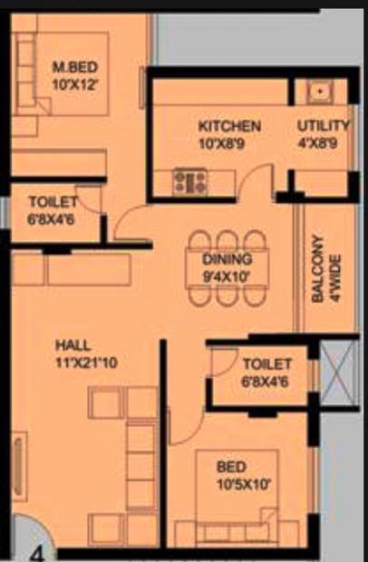 Mugrody Kinnigoli Enclave (2BHK+2T (1,120 sq ft) 1120 sq ft)