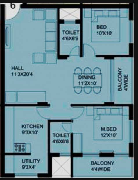 Mugrody Kinnigoli Enclave (2BHK+2T (1,135 sq ft) 1135 sq ft)