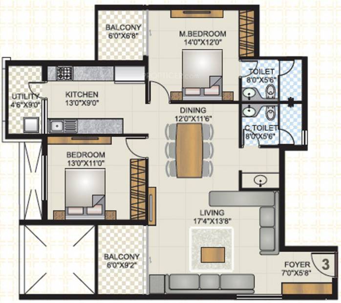 Mahabaleshwara Classique Gateway (2BHK+2T (1,494 sq ft) 1494 sq ft)