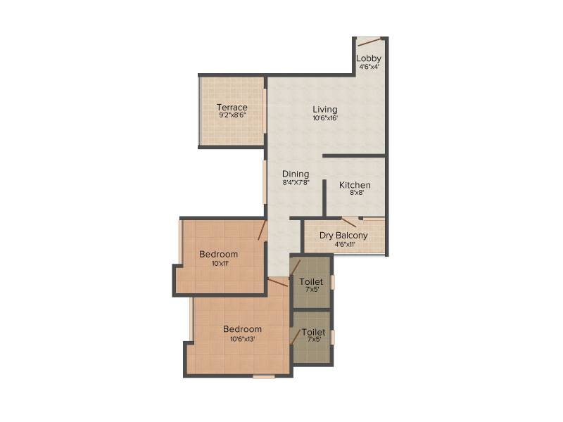 Gulmohar Renaissance (2BHK+2T (1,103 sq ft) 1103 sq ft)