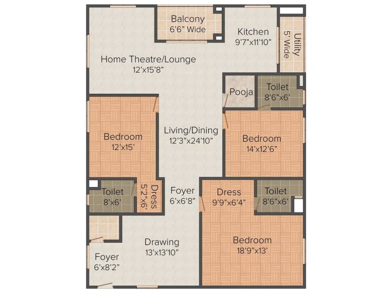 My Home Abhra (3BHK+3T (2,595 sq ft) 2595 sq ft)