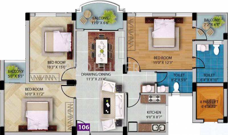 RSS Utopia (3BHK+2T (1,562 sq ft) 1562 sq ft)