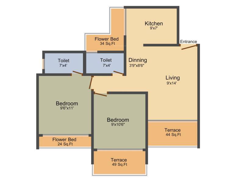Chamunda Hill Crest (2BHK+2T (1,105 sq ft) 1105 sq ft)