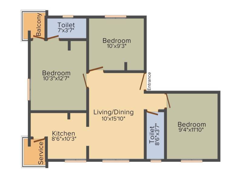 Mehta Kuber (3BHK+3T (1,431 sq ft) 1431 sq ft)