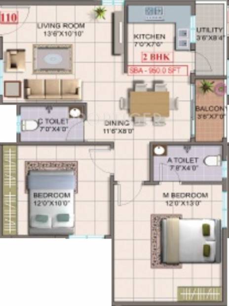  Friends Nest (2BHK+2T (1,190 sq ft) 1190 sq ft)