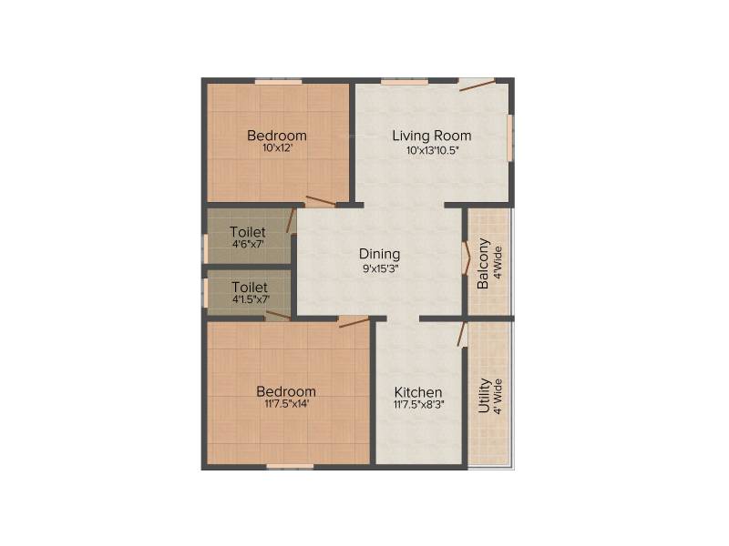 Kalyan Habitat (2BHK+2T (1,145 sq ft) 1145 sq ft)