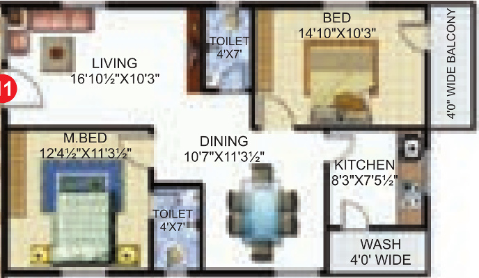 Sri Krishna Builders And Developers Excel Stone (2BHK+2T (1,193 sq ft) 1193 sq ft)