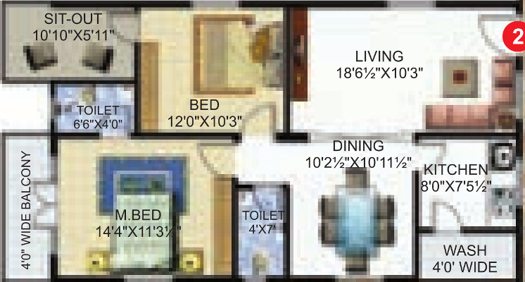 Sri Krishna Builders And Developers Excel Stone (2BHK+2T (1,224 sq ft) 1224 sq ft)