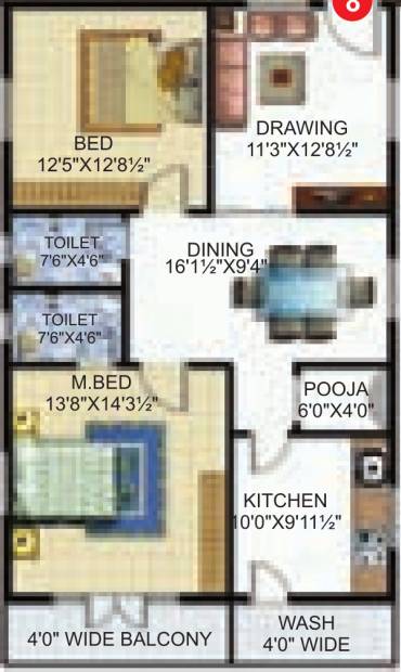 Sri Krishna Builders And Developers Excel Stone (2BHK+2T (1,335 sq ft) 1335 sq ft)
