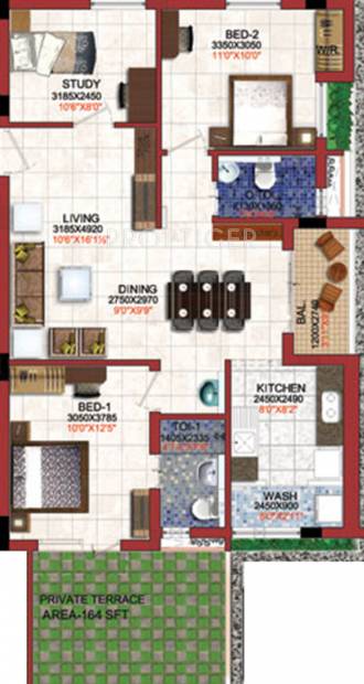 Vista Spaces Arcot (2BHK+2T (1,180 sq ft) + Study Room 1180 sq ft)