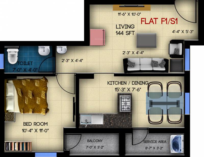 Sharma Serene Shell (1BHK+1T (719 sq ft) 719 sq ft)
