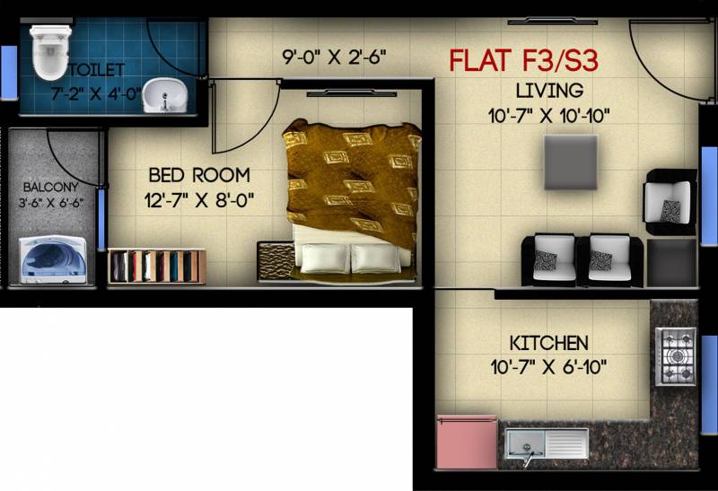 Sharma Serene Shell (1BHK+1T (517 sq ft) 517 sq ft)