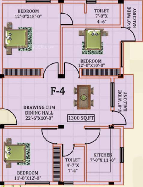 Apex Shelter (3BHK+2T (1,300 sq ft) 1300 sq ft)