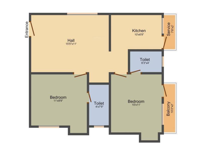 SS Suba (2BHK+2T (855 sq ft) 855 sq ft)