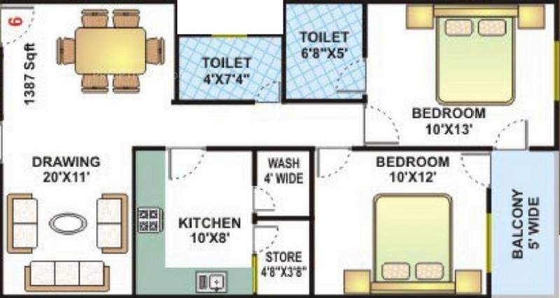 Sterling Skyline (2BHK+2T (1,387 sq ft) 1387 sq ft)