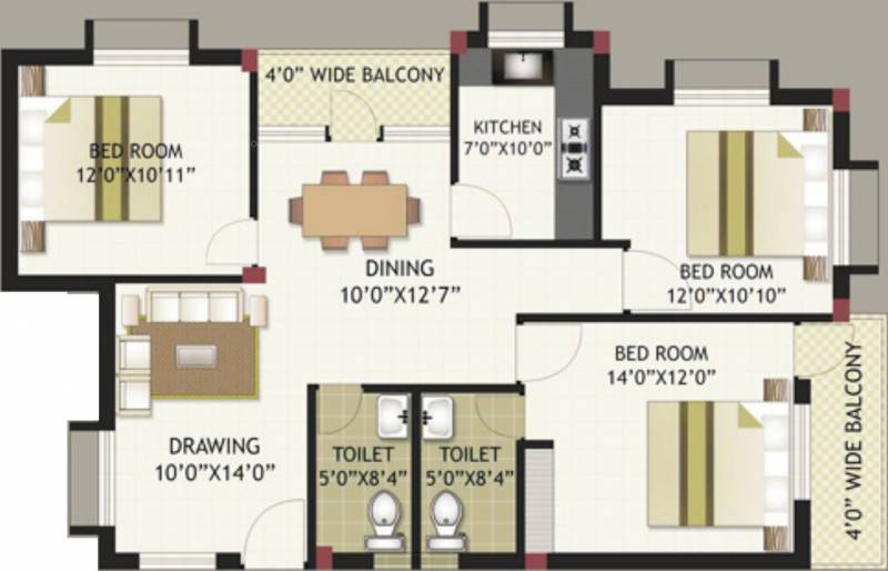 SS Versa Rivera Block 2 (3BHK+2T (1,452 sq ft) 1452 sq ft)