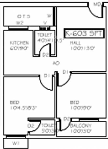 Shankar Abodes Lakshmi Vaasam 1 (2BHK+2T (603 sq ft) 603 sq ft)