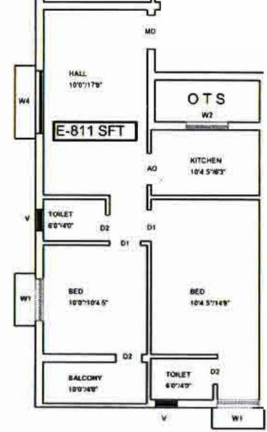 Shankar Abodes Lakshmi Vaasam 1 (2BHK+2T (811 sq ft) 811 sq ft)