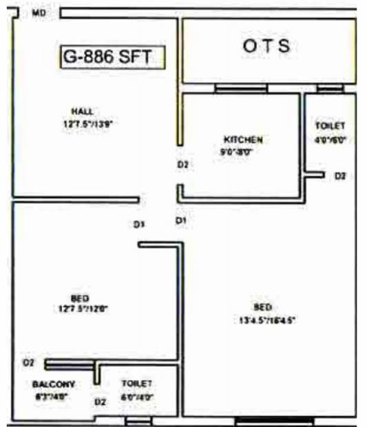 Shankar Abodes Lakshmi Vaasam 1 (2BHK+2T (886 sq ft) 886 sq ft)