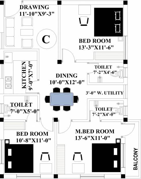 MM Lilabati Complex (3BHK+3T (1,299 sq ft) 1299 sq ft)