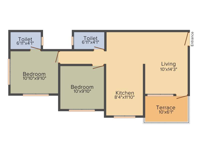 Krishna Heights (2BHK+2T (867 sq ft) 867 sq ft)