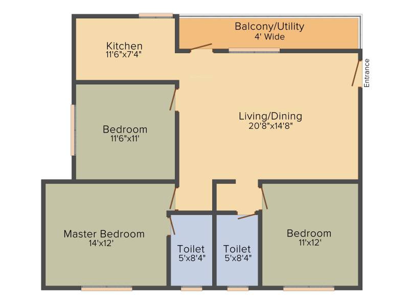Subhodayaraga Laurus (3BHK+2T (1,558 sq ft) 1558 sq ft)