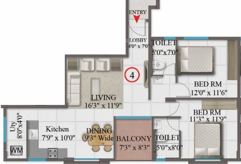SLV Spandana (2BHK+2T (1,438 sq ft) 1438 sq ft)