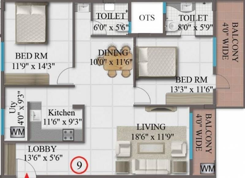 SLV Spandana (2BHK+2T (1,439 sq ft) 1439 sq ft)
