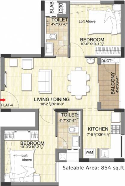 DRA Pristine Pavilion (2BHK+2T (854 sq ft) 854 sq ft)