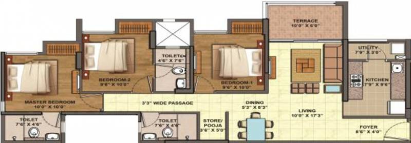 Lodha Codename Finale (3BHK+2T (1,332 sq ft) + Pooja Room 1332 sq ft)