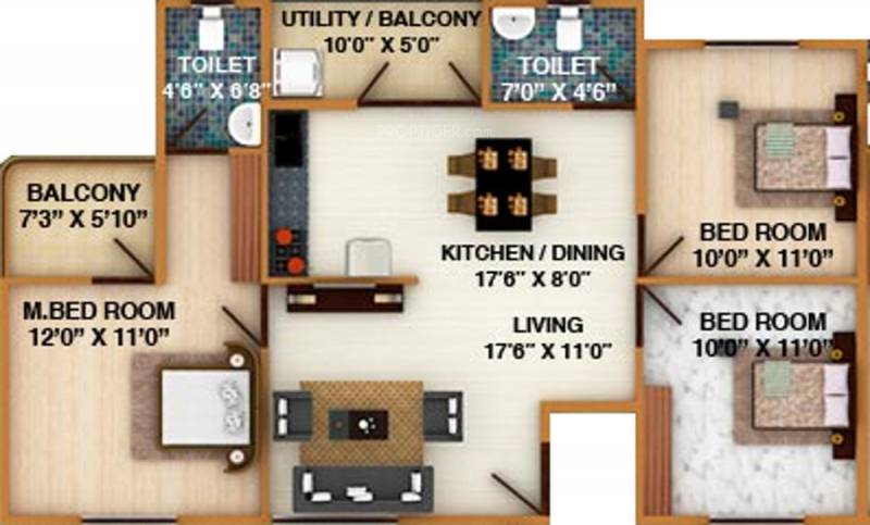 DS Silver Oak (3BHK+2T (1,350 sq ft) 1350 sq ft)