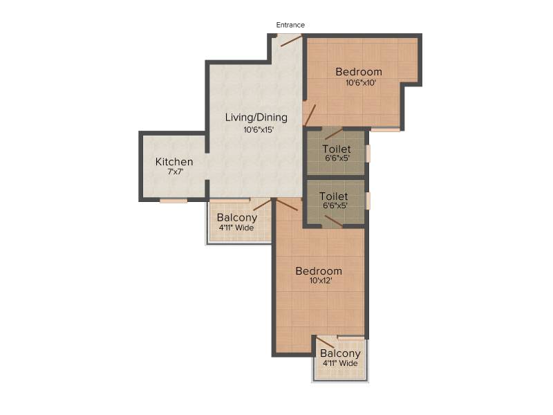 Amrapali Enchante (2BHK+2T (850 sq ft) 850 sq ft)