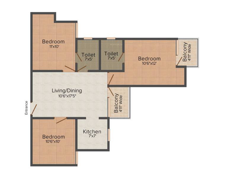 Amrapali Enchante (3BHK+2T (1,050 sq ft) 1050 sq ft)
